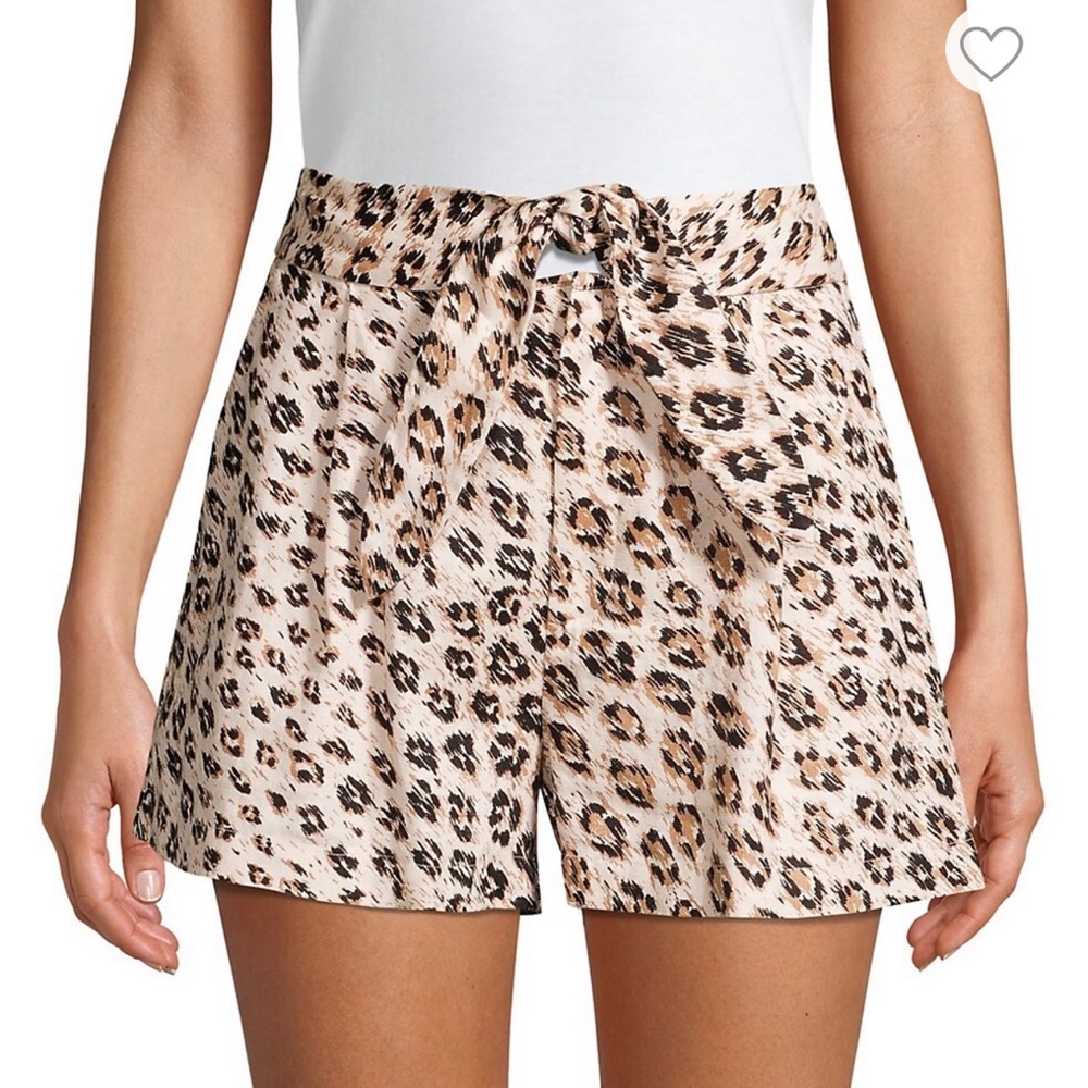 NTW Joie High-Waist Leopard Print Tie-Front Shorts in Beige and Black 8